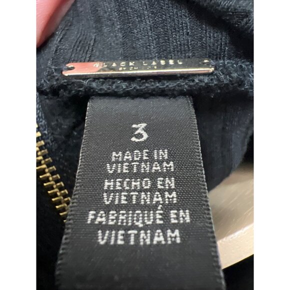 Chico's Black Label Black Ribbed Short Sleeve Gold Back Zipper Mock Neck Top - Picture 6 of 7